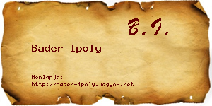 Bader Ipoly névjegykártya